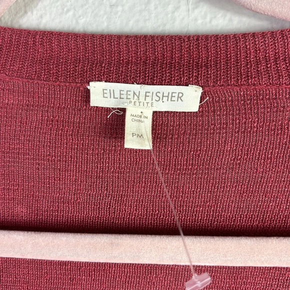 Eileen Fisher 100% Linen Open Cardigan Sweater in burnt orange size Petite M - Picture 3 of 7